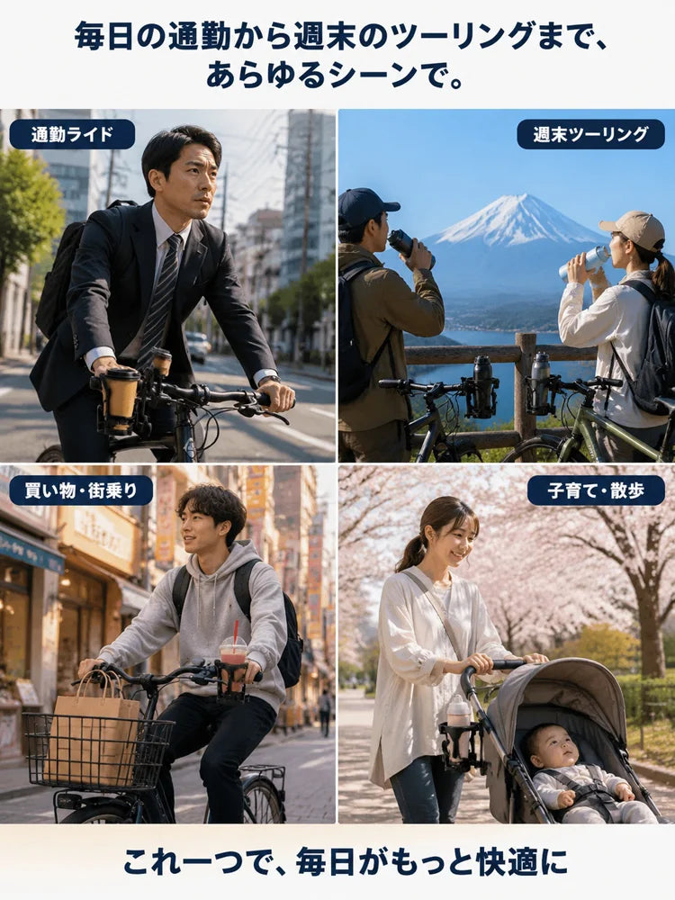 折りたたみ式自転車用ドリンクホルダー