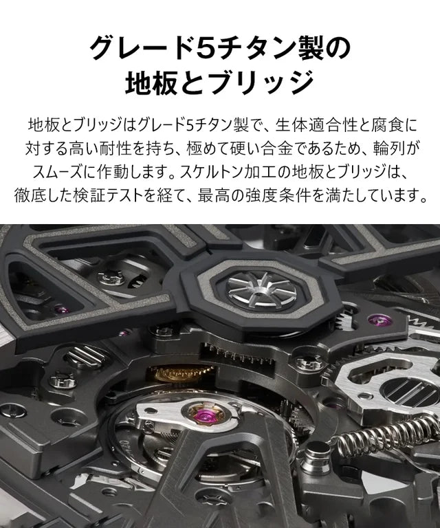 メンズ腕時計 機械式デザイン、高精度、生活防水、夜光機能、合金ケース、サファイアガラス、シリコーンバンド
