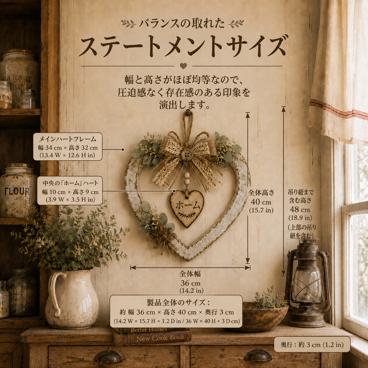 「HOME」ハートリース｜温かみのあるラスティック調・カントリースタイルの壁掛けインテリア